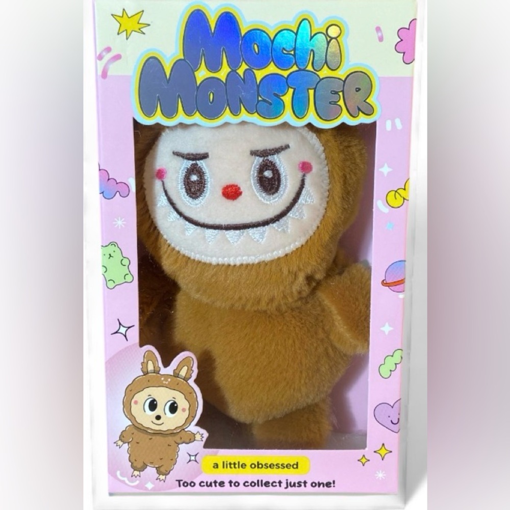 MOCHI MONSTER PLUSH KEYCHAIN KAWAII COLLECTABLE PLUSH for Kids or Adults-Brown